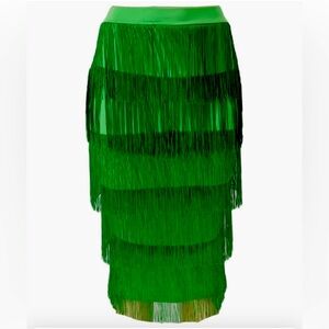 Women's High Waist Fringe Tiered Bodycon Pencil Midi Skirt